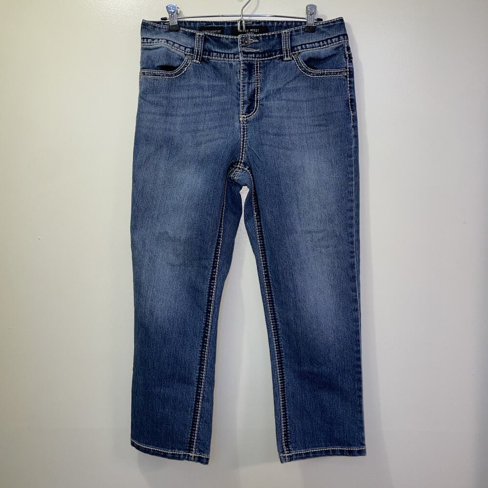 Nine West Women’s Capri Jeans Size 29/8 Date Night Fit Embroidered Rhinestones